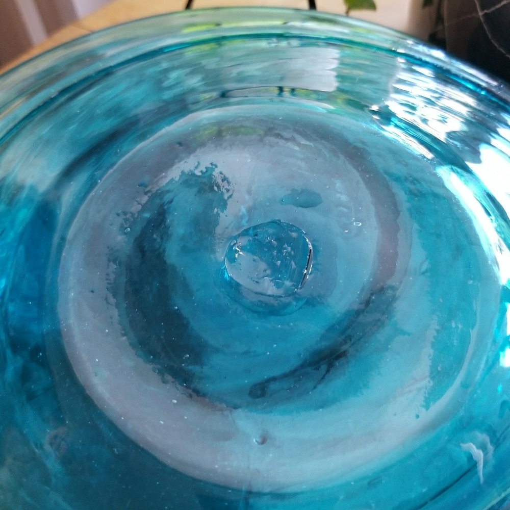 Vintage Hand Blown Swirl Glass plates with pontil - Picture 4 of 7